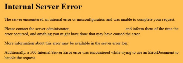 Internal Server Error WordPress website development